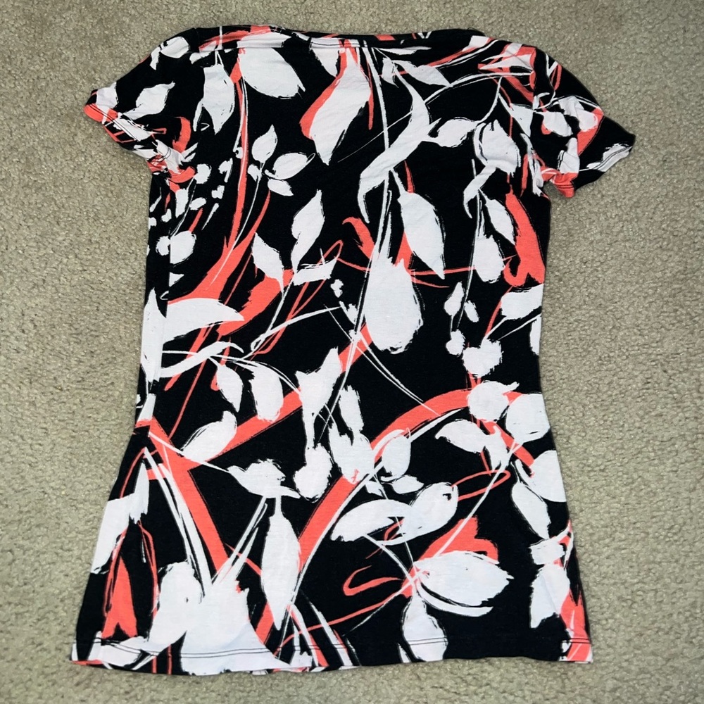 Apt. 9 Essentials Black, Cream & Orange Floral shirt size XS - Picture 7 of 9